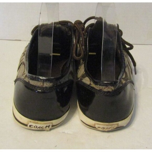 Coach Trainers Folly Sneakers Brown Signature Canvas Leather Trim Size 10 - Picture 5 of 11